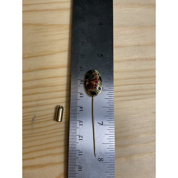 Vintage Gold Tone Lily Enamel Lapel Stick Pin - Picture 5 of 5